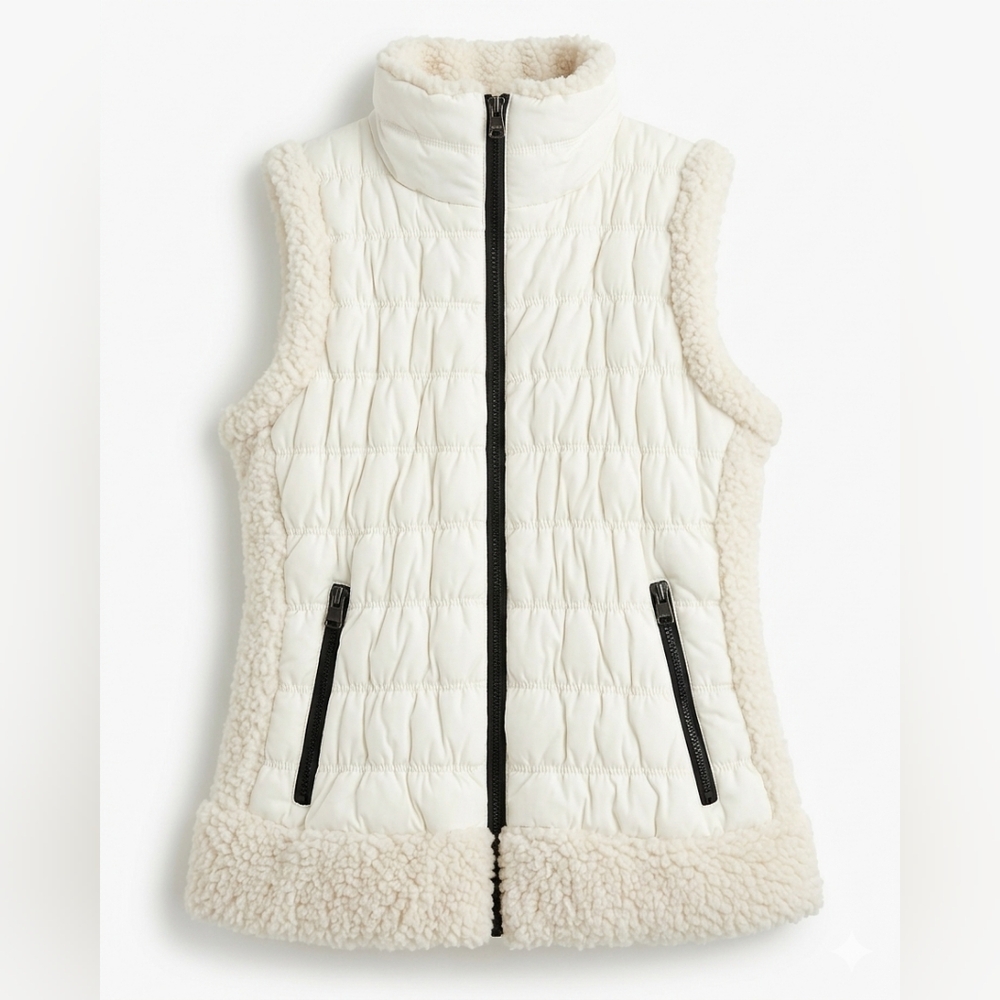 Calvin Klein Cream Quilted Sherpa Vest Size M